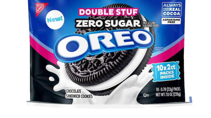 Esta imagen provista por Oreo muestra un empaque de galletas cero azúcar Oreo Zero Sugar...