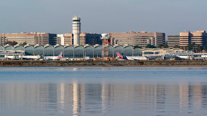 Reagan National Airport is seen along the Potomac River in Washington, Thursday, Nov. 11, 2021.