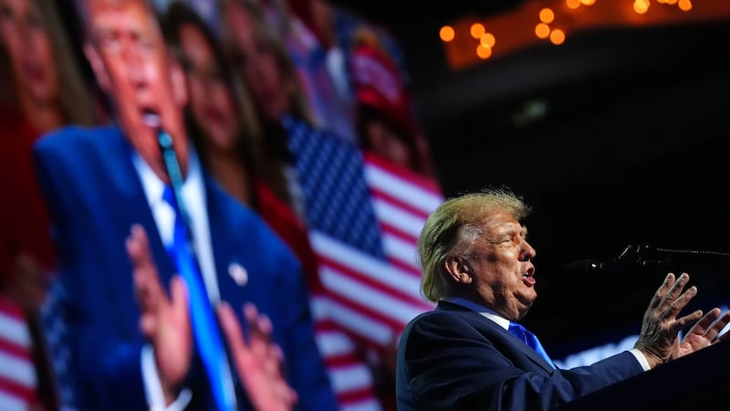 El presidente de EEUU, Donald Trump, pronuncia un discurso en la convención republicana, el...