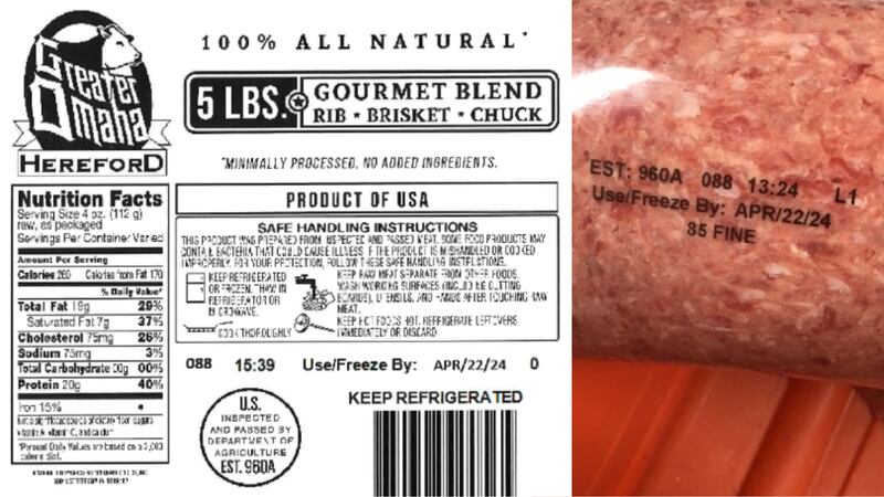 El USDA dice que los productos de carne molida pueden haber estado contaminados con E. coli.